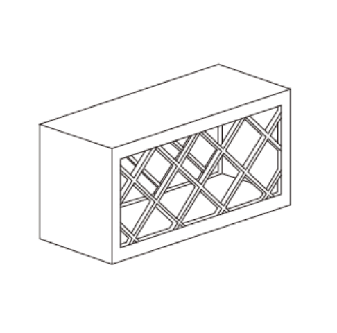 3D wireframe of a rectangular box with crisscross interior supports.